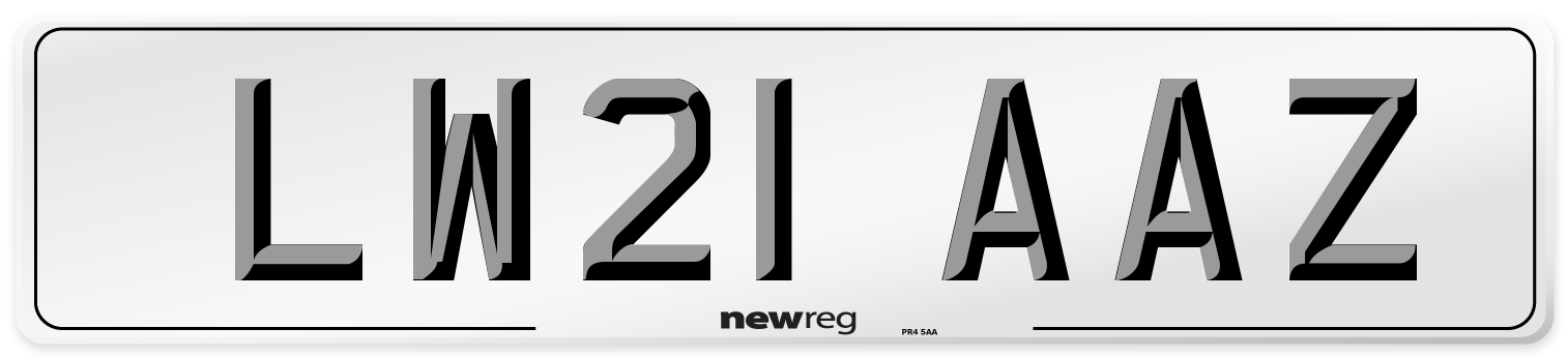 LW21 AAZ Number Plate from New Reg